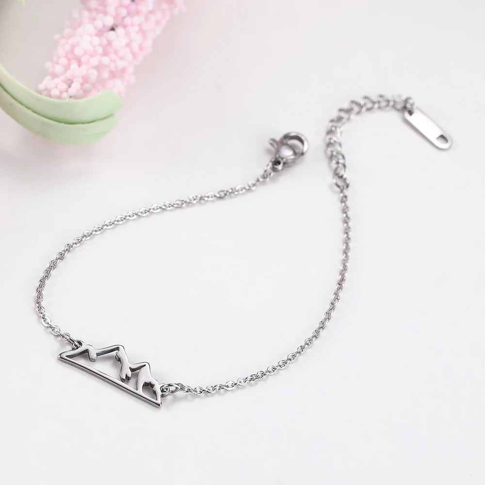 Pulsera con Colgante Montaña para Mujer plata
