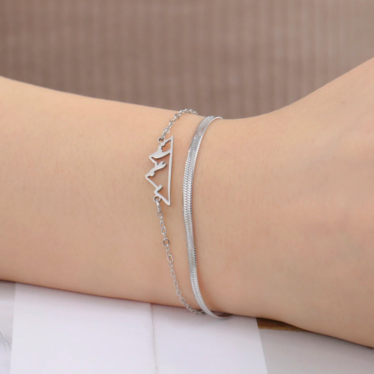 Pulsera con Colgante Montaña para Mujer plata