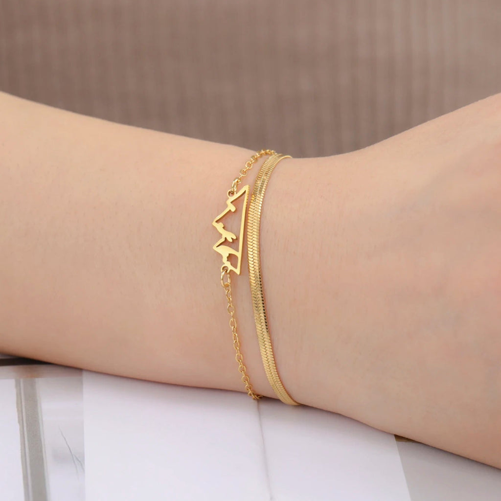 Pulsera con Colgante Montaña para Mujer oro