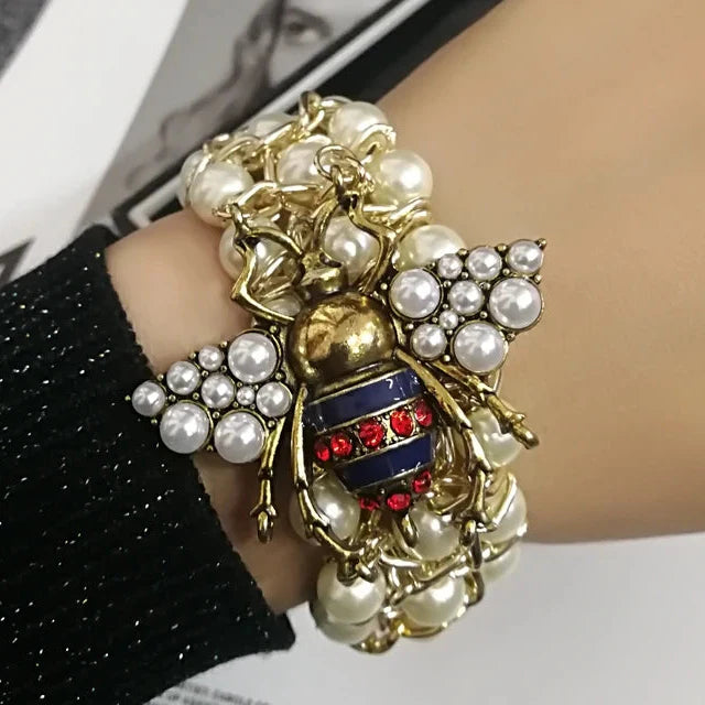 Pulsera con cuentas de abeja azul