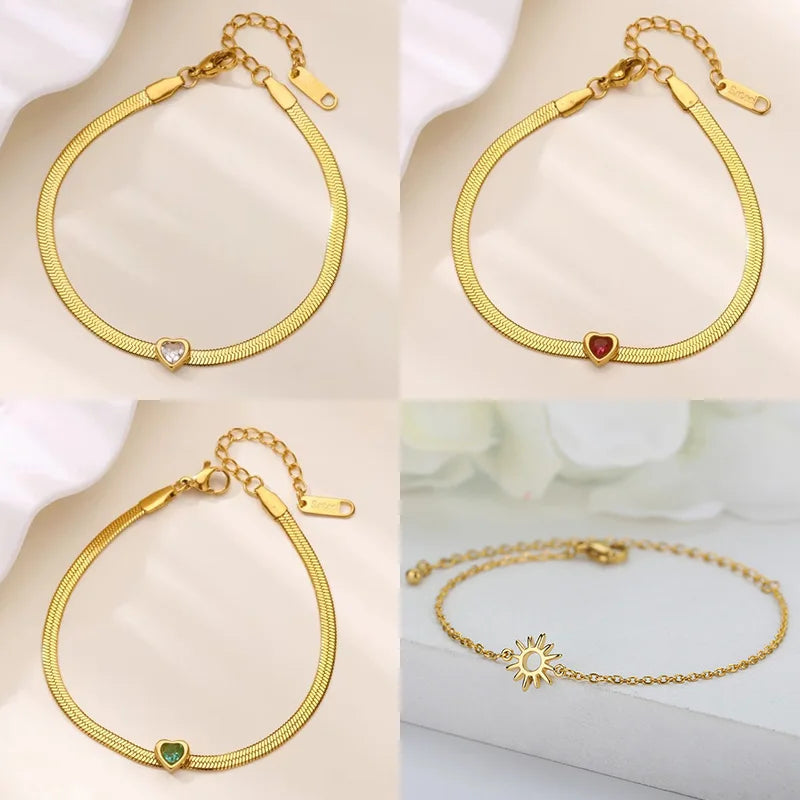 Pulsera con piedra de nacimiento en forma de corazón