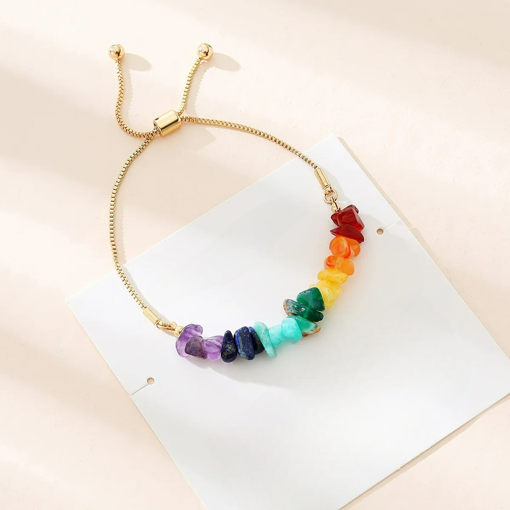 Pulsera con Piedras Naturales 7 Chakras oro