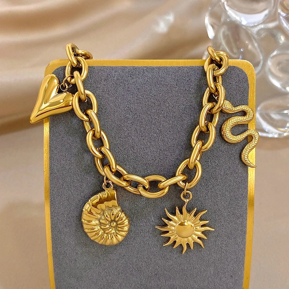 Pulsera con Sol y Conchas para Hombre o Mujer oro