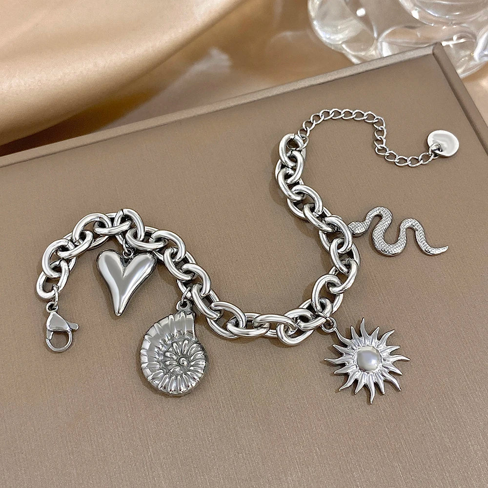 Pulsera con Sol y Conchas para Hombre o Mujer plata