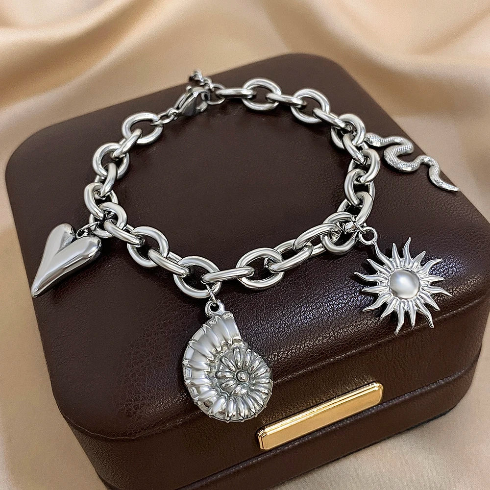 Pulsera con Sol y Conchas para Hombre o Mujer plata
