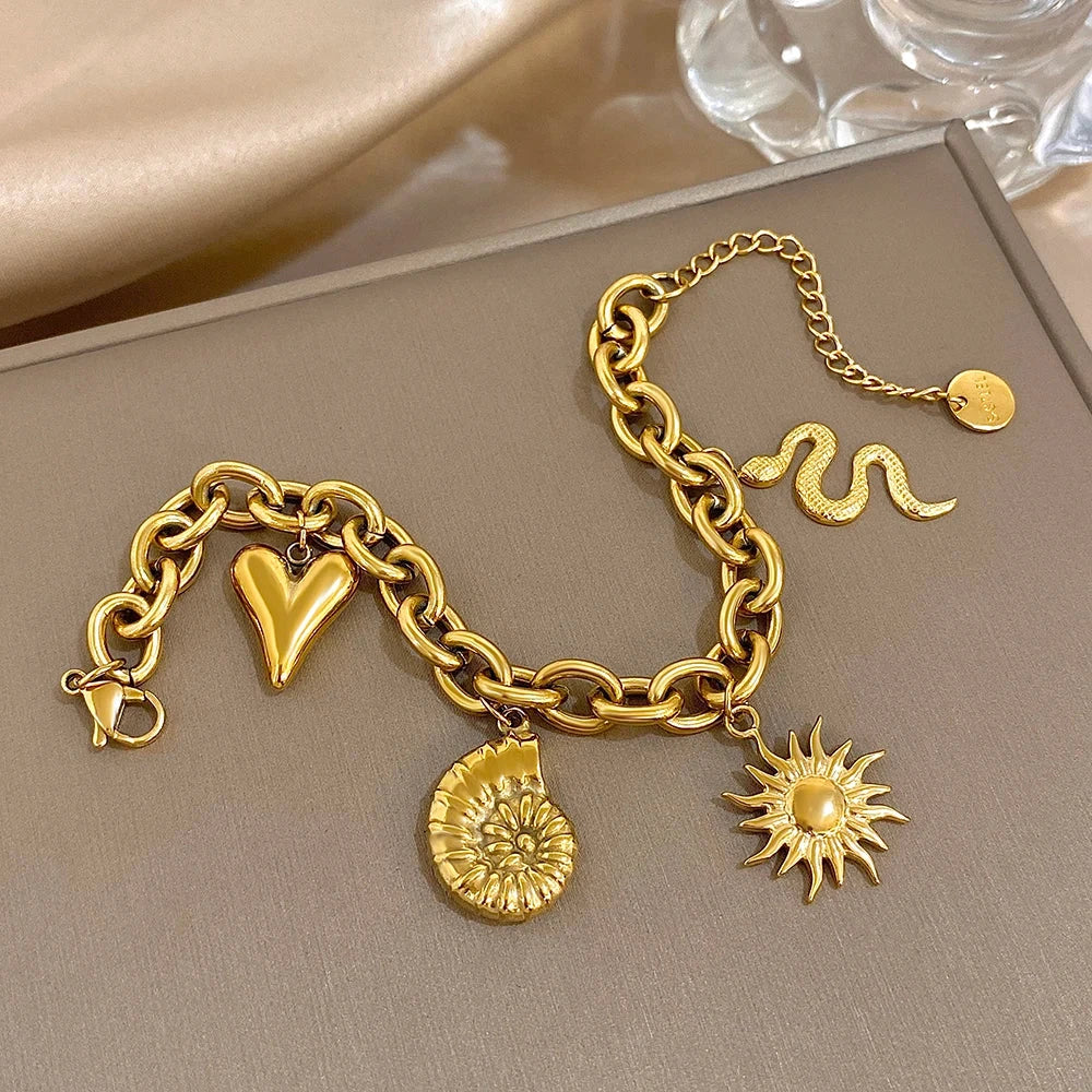 Pulsera con Sol y Conchas para Hombre o Mujer oro