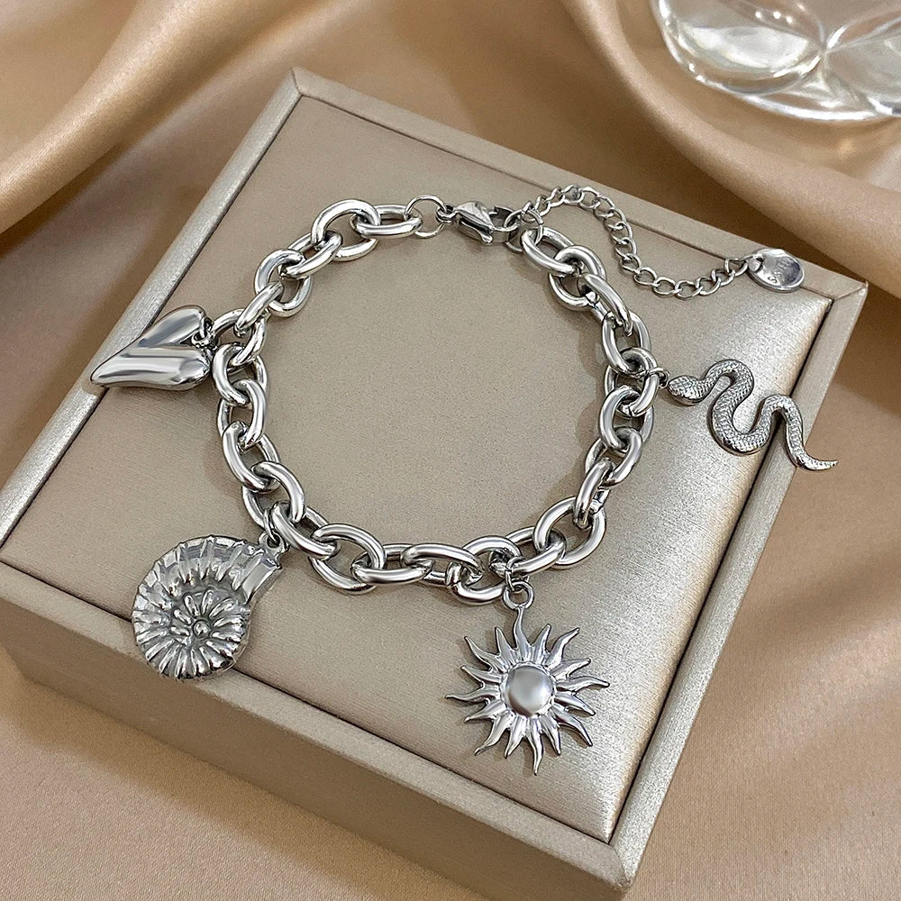 Pulsera con Sol y Conchas para Hombre o Mujer plata