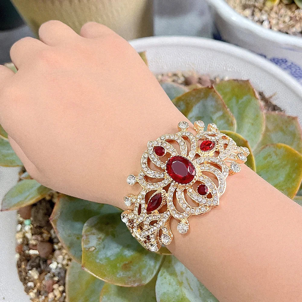 Pulsera con strass y piedras árabe musulmán boda rojo