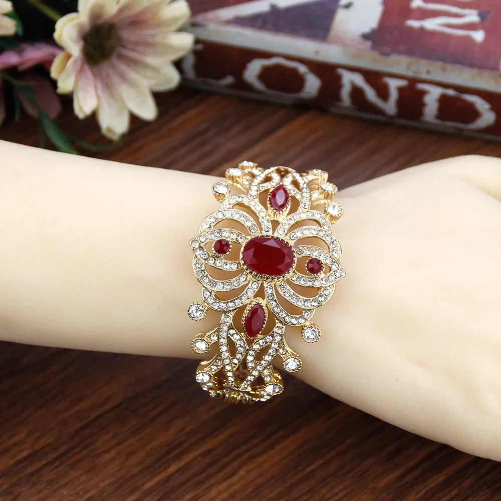 Pulsera con strass y piedras árabe musulmán boda rojo
