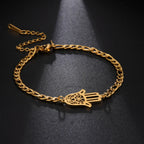 Pulsera con mano de Fatma dorada o plateada árabe oro