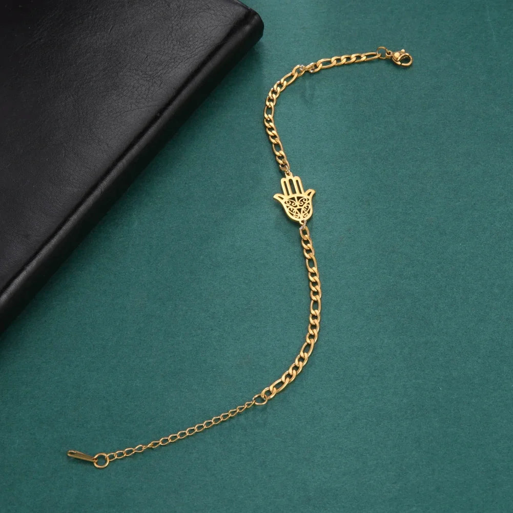 Pulsera con mano de Fatma dorada o plateada árabe oro