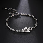Pulsera con mano de Fatma dorada o plateada árabe plata
