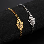Pulsera con mano de Fatma dorada o plateada árabe oro
