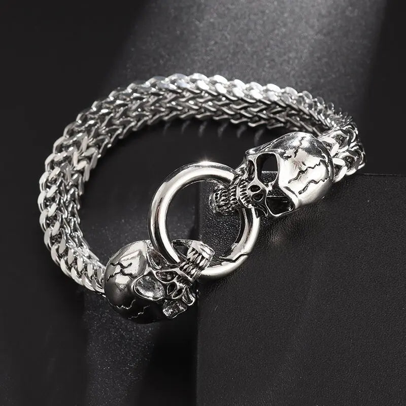 Pulsera con Calaveras para Hombre plata