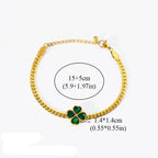 Pulsera con Trébol de 4 Hojas en Cristal Verde
