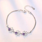Pulsera con Tréboles de 4 Hojas con Circonio Violeta