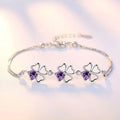 Pulsera con Tréboles de 4 Hojas con Circonio Violeta