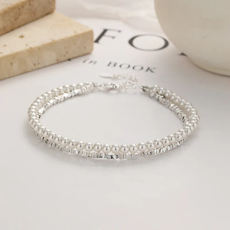Elegante Pulsera Gourmette de Perlas para Mujer