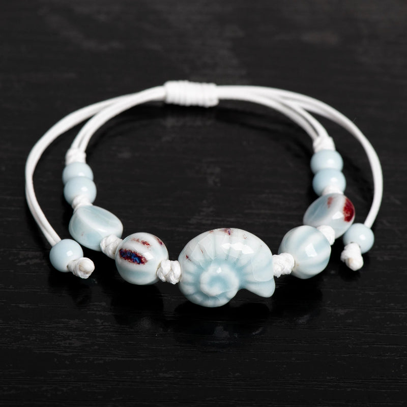 Pulsera Bohemia Concha Caracol azul