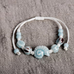 Pulsera Bohemia Concha Caracol azul