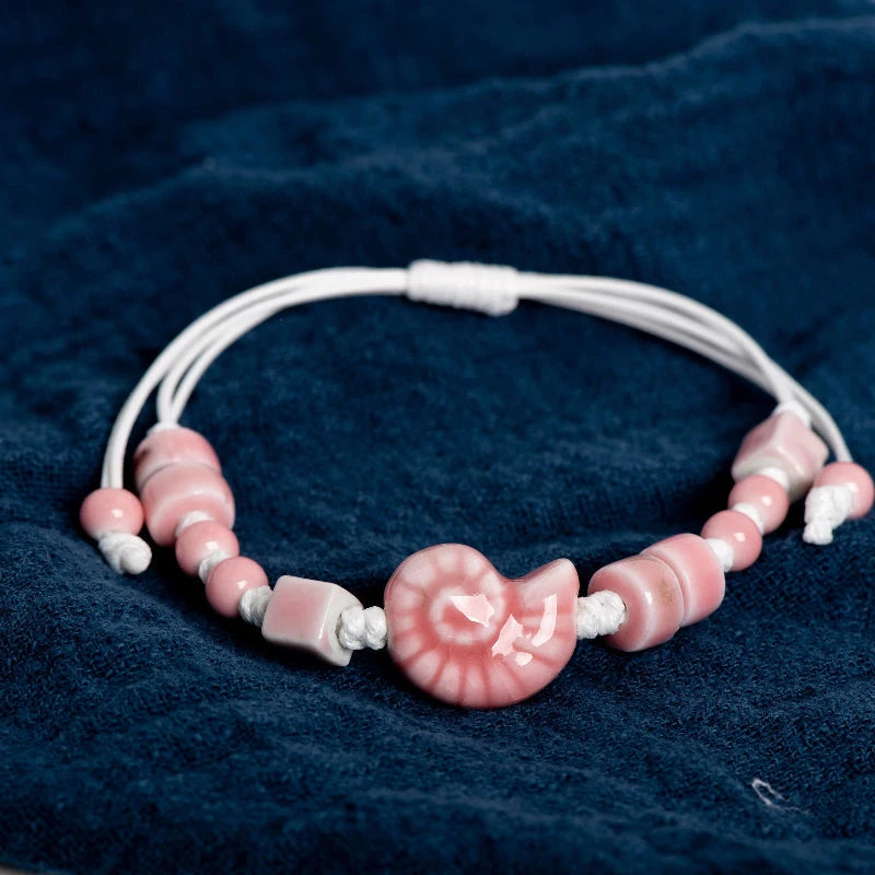 Pulsera Bohemia Concha Caracol rosa