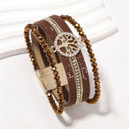 Pulsera boho multicapa árbol de la vida marrón