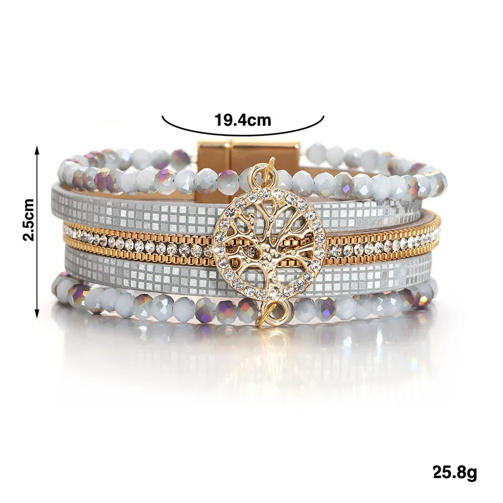 Pulsera boho multicapa árbol de la vida