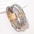 Pulsera boho multicapa árbol de la vida gris claro