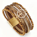 Pulsera boho multicapa árbol de la vida marrón