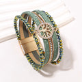 Pulsera boho multicapa árbol de la vida verde