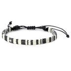 Pulsera brasileña de amistad tejida a mano negro y blanco
