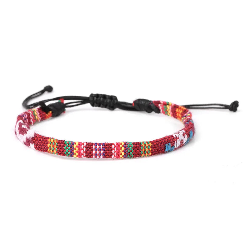 Pulsera brasileña de amistad tejida a mano roja
