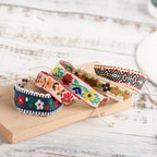 Pulsera brasileña boho bordada hecha a mano blanca