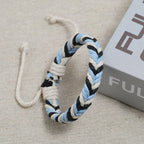 Pulsera brasileña de hilo de algodón con efecto natural azul