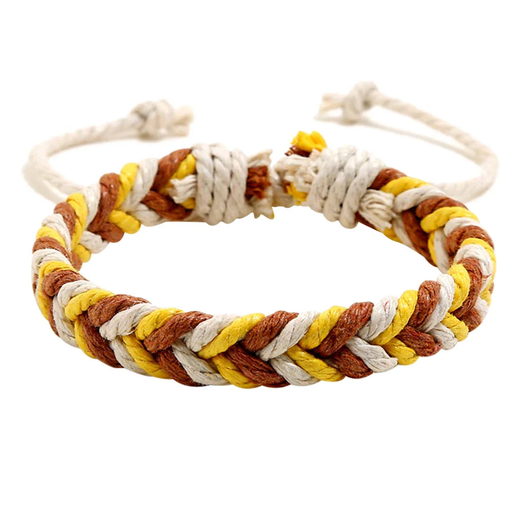 Pulsera brasileña de hilo de algodón con efecto natural amarilla