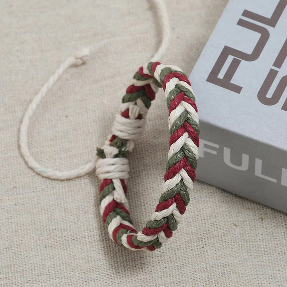 Pulsera brasileña de hilo de algodón con efecto natural roja