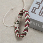 Pulsera brasileña de hilo de algodón con efecto natural roja