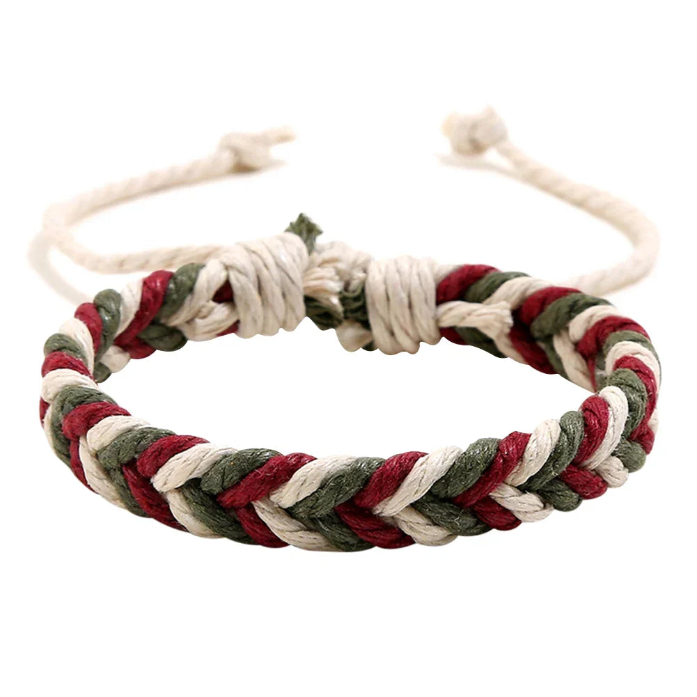 Pulsera brasileña de hilo de algodón con efecto natural roja