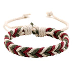 Pulsera brasileña de hilo de algodón con efecto natural roja