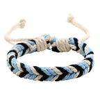 Pulsera brasileña de hilo de algodón con efecto natural azul
