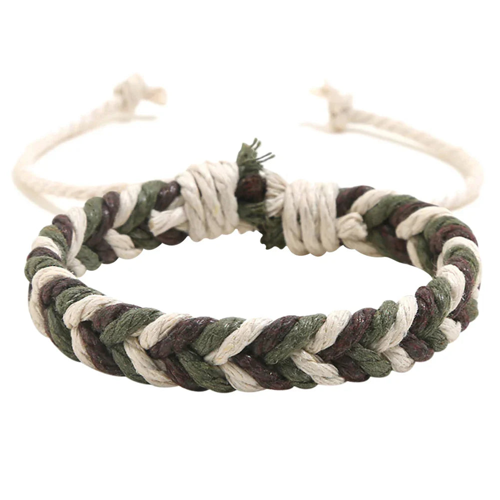 Pulsera brasileña de hilo de algodón con efecto natural verde