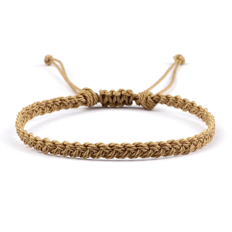 Pulsera brasileña fina y ajustable beige