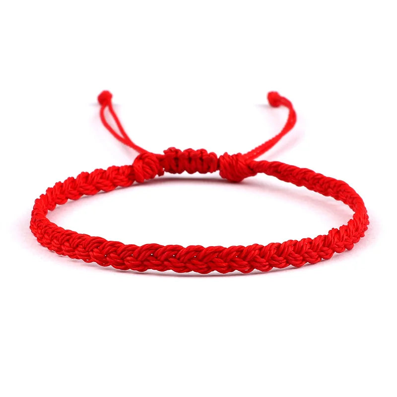 Pulsera brasileña fina y ajustable roja