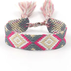 Pulsera brasileña ancha con motivos geométricos rosa