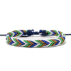 Pulsera brasileña minimalista de hilo de algodón azul y blanco