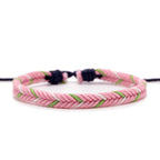 Pulsera brasileña minimalista de hilo de algodón rosa