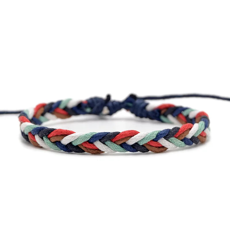 Pulsera brasileña minimalista de hilo de algodón rojo y blanco