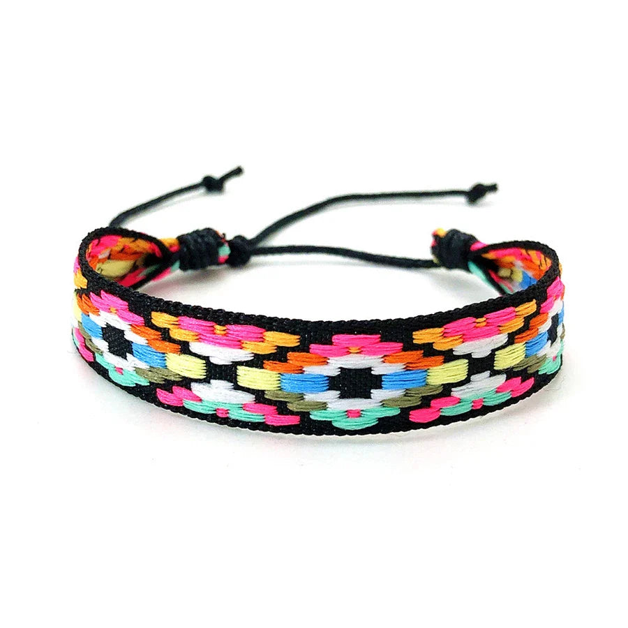 Pulsera brasileña unisex estilo vacaciones rosa y negro