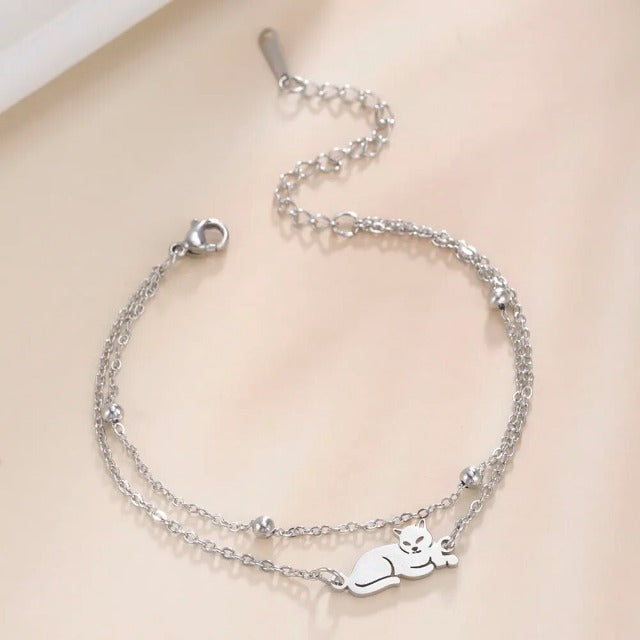 Pulsera de Gato Plata y Oro plata