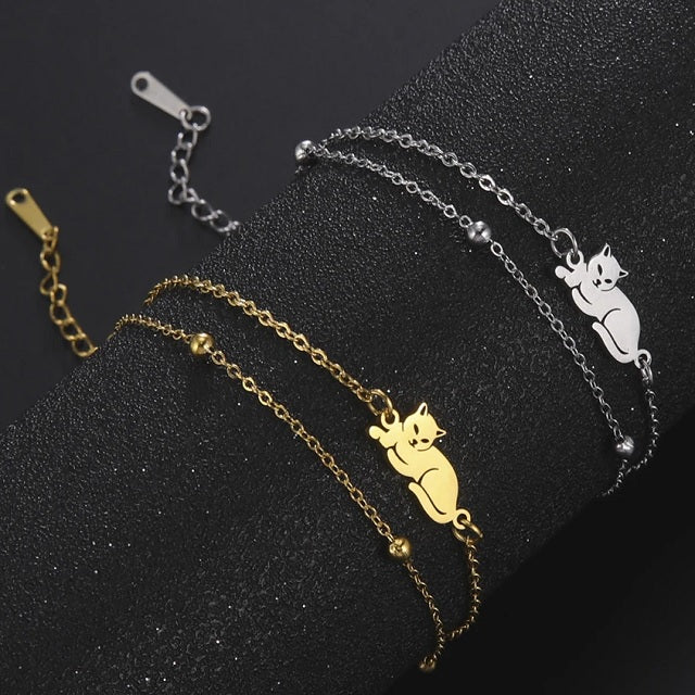 Pulsera de Gato Plata y Oro